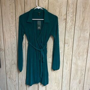 emerald green wrap dress